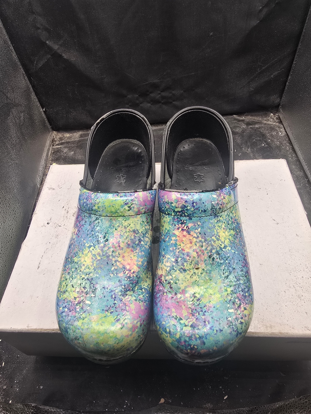 Dansko Kids Clogs in Blue-Green Multicolor Splash